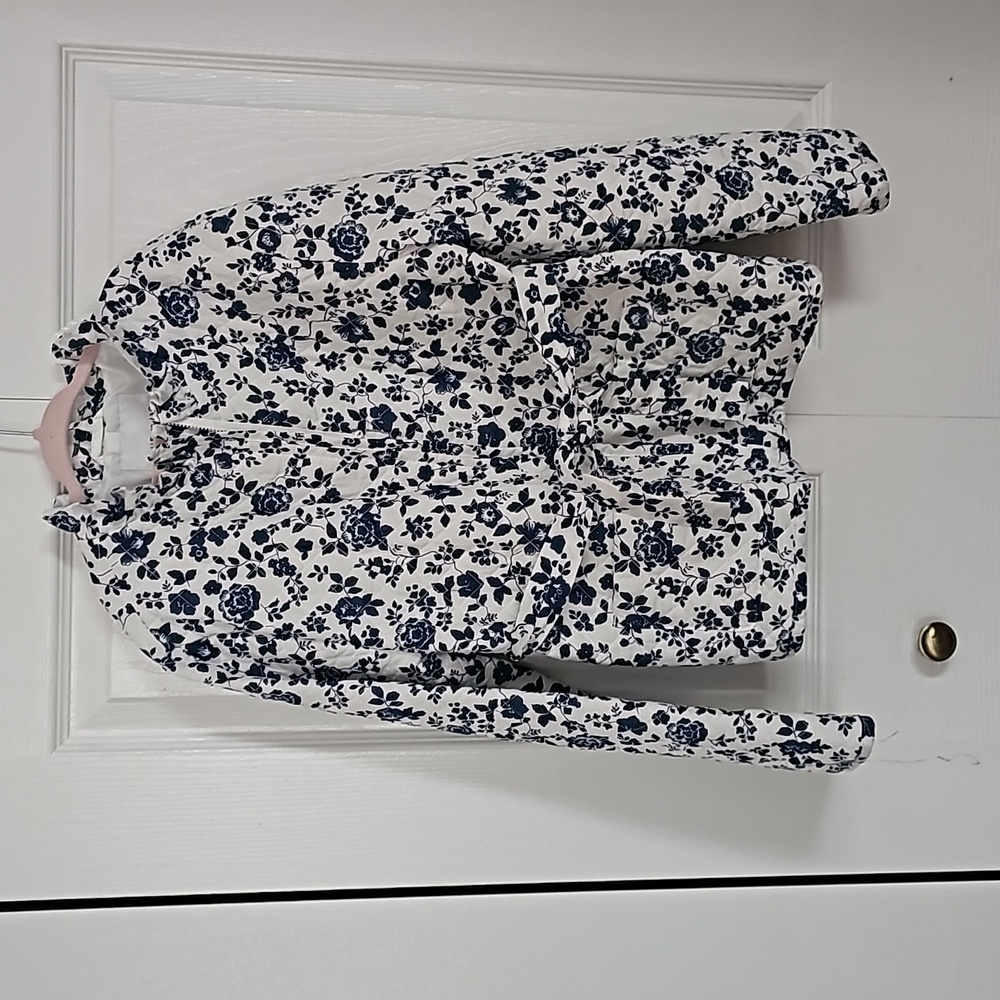 Janie and Jack Girl Jacket, size 10-12, print colors white and blue.